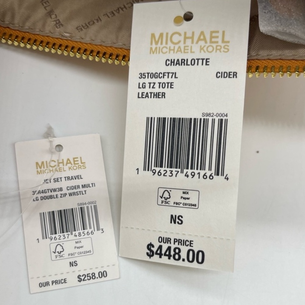 Michael Kors Large Charlotte Tote Bag & Double Zip Wallet Wristlet - Picture 8 of 10